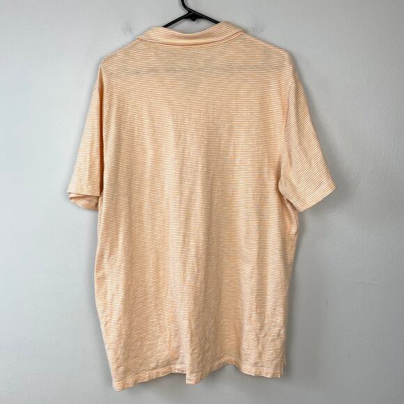 J. Crew Factory Striped Slub‎ Jersey Pocket Polo Shirt Orange Stripe Cotton XXL - Picture 9 of 10
